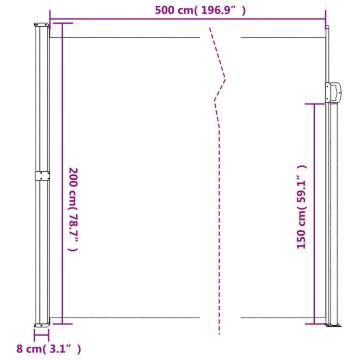 Retractable Side Awning Brown 200x500 cm | Hipo Market