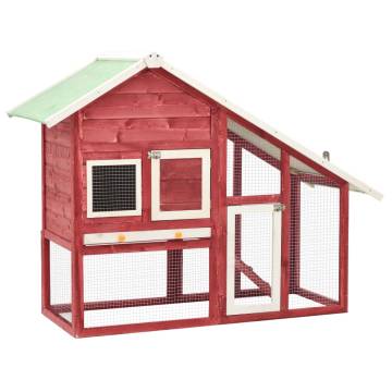 Rabbit Hutch Red & White 140x63x120 cm - Solid Firwood