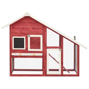 Rabbit Hutch Red & White 140x63x120 cm - Solid Firwood