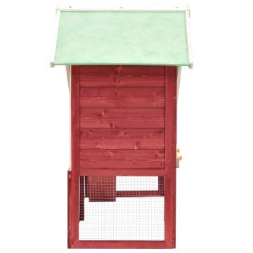 Rabbit Hutch Red & White 140x63x120 cm - Solid Firwood