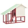 Rabbit Hutch Red & White 140x63x120 cm - Solid Firwood