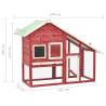 Rabbit Hutch Red & White 140x63x120 cm - Solid Firwood