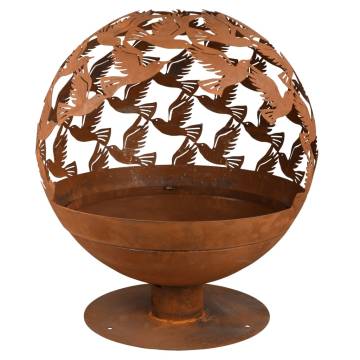 Esschert Design Fire Pit - Laser Cut Birds | Rustic Garden Decor