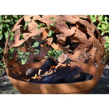 Esschert Design Fire Pit - Laser Cut Birds | Rustic Garden Decor