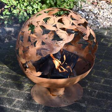 Esschert Design Fire Pit - Laser Cut Birds | Rustic Garden Decor