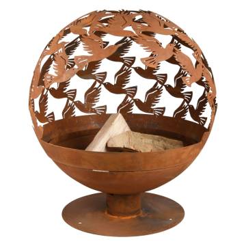 Esschert Design Fire Pit - Laser Cut Birds | Rustic Garden Decor