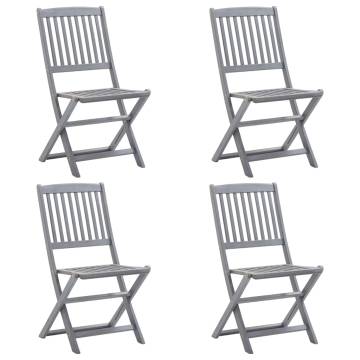 Folding Outdoor Chairs Set - 4 pcs Solid Acacia Wood