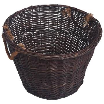 3 Piece Stackable Firewood Basket Set - Dark Brown Willow