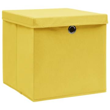 Yellow Storage Boxes with Lids - 10 pcs | Hipomarket