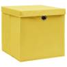 Yellow Storage Boxes with Lids - 10 pcs | Hipomarket