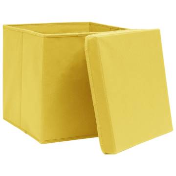 Yellow Storage Boxes with Lids - 10 pcs | Hipomarket