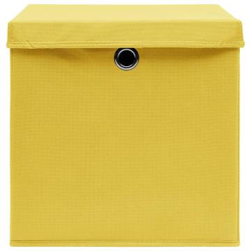 Yellow Storage Boxes with Lids - 10 pcs | Hipomarket