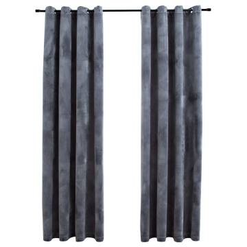 Elegant Velvet Blackout Curtains with Rings - Anthracite 140x225cm