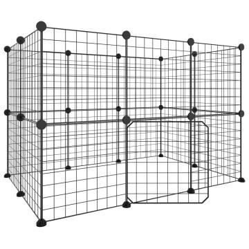 20-Panel Pet Cage with Door - Black 35x35 cm Steel | Hipo Market