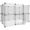 20-Panel Pet Cage with Door - Black 35x35 cm Steel | Hipo Market