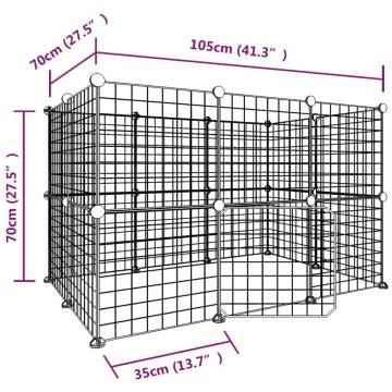 20-Panel Pet Cage with Door - Black 35x35 cm Steel | Hipo Market