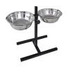 Adjustable Double Diner Pet Dog Feeding Stand & 2 x 2.6L Stainless Steel Bowls Capacity 2.6 l 