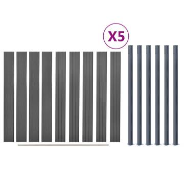 Fence Panel Set Grey 872x186 cm WPC - Durable & Stylish