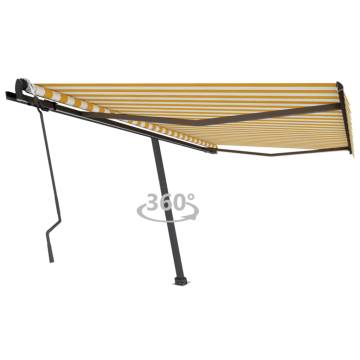 Freestanding Manual Retractable Awning 400x300 cm - Yellow/White