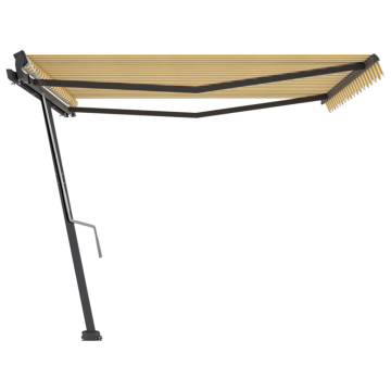 Freestanding Manual Retractable Awning 400x300 cm - Yellow/White