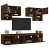 6 Piece TV Wall Cabinet Set with LED Lights Brown Oak Colour brown oak Quantity in Package 1 