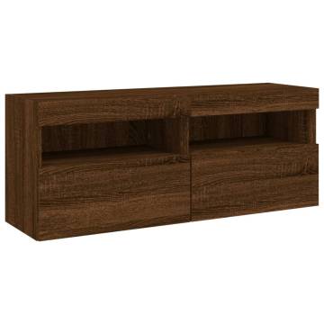 6 Piece TV Wall Cabinet Set with LED Lights - Brown Oak