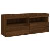 6 Piece TV Wall Cabinet Set with LED Lights - Brown Oak