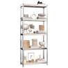 5-Layer Shelves - Silver Steel & Engineered Wood (5 pcs)