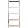 5-Layer Shelves - Silver Steel & Engineered Wood (5 pcs)