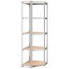 5-Layer Shelves - Silver Steel & Engineered Wood (5 pcs)