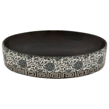 Chic Black & Blue Oval Countertop Basin - 56.5x36.5 cm