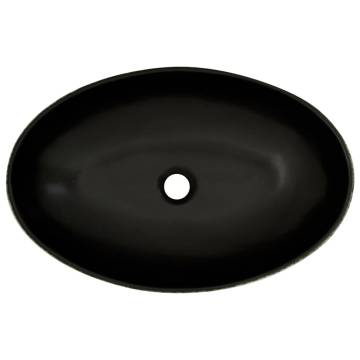 Chic Black & Blue Oval Countertop Basin - 56.5x36.5 cm