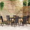 7 Piece Garden Dining Set Black Size 140 cm table length Number of 6 