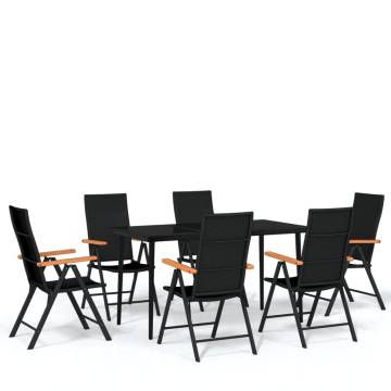 7 Piece Black Garden Dining Set - Stylish & Durable Outdoor Furniture