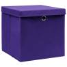 Purple Storage Boxes with Lids - 10 pcs, 32x32x32 cm