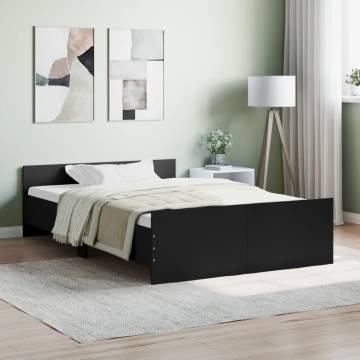 Black Bed Frame with Headboard & Footboard - 120x190 cm