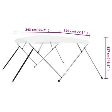 4 Bow Bimini Top White 243x196x137 cm - Durable & UV Resistant