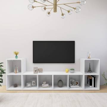 Stylish White TV Cabinets - 4 pcs - Versatile Design