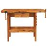 Workbench with Drawer & Vices - Solid Acacia Wood 124x52 cm
