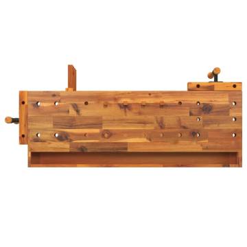 Workbench with Drawer & Vices - Solid Acacia Wood 124x52 cm