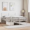 Elegant White Metal Bed Frame with Headboard & Footboard - 140x200 cm