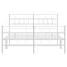 Elegant White Metal Bed Frame with Headboard & Footboard - 140x200 cm