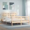 Bed Frame with Headboard King Size Solid Wood Colour natural Size 150 x 200 cm 