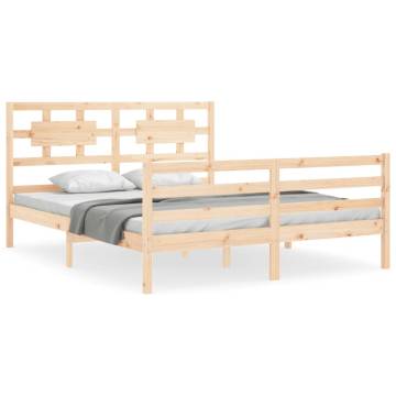 King Size Solid Wood Bed Frame with Headboard - HipoMarket