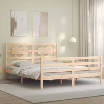 King Size Solid Wood Bed Frame with Headboard - HipoMarket