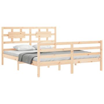 King Size Solid Wood Bed Frame with Headboard - HipoMarket