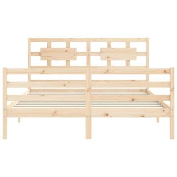 King Size Solid Wood Bed Frame with Headboard - HipoMarket