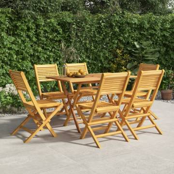 Folding Garden Chairs Set of 6 - Solid Teak Wood - Hipomarket