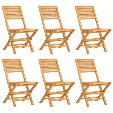 Folding Garden Chairs Set of 6 - Solid Teak Wood - Hipomarket