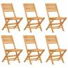 Folding Garden Chairs Set of 6 - Solid Teak Wood - Hipomarket